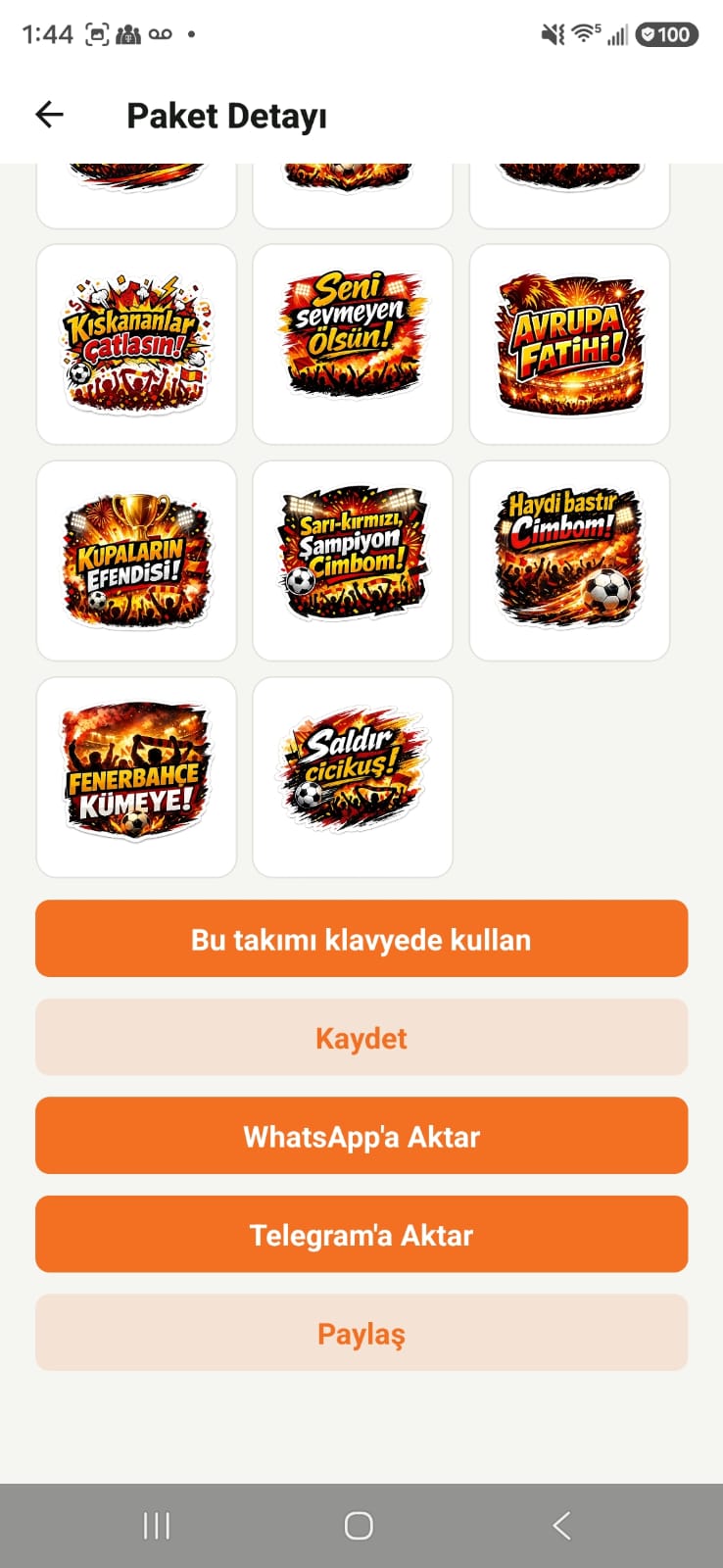 Paket detay ve paylaşım ekran görüntüsü